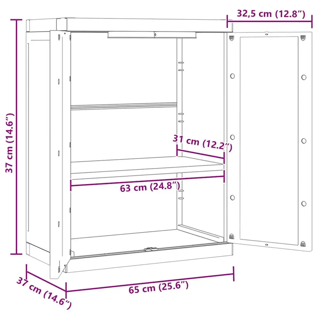Outdoor Storage Cabinet Polypropylene 65W x 37D x 85H cm Grey Black