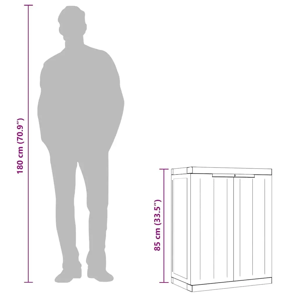 Outdoor Storage Cabinet Polypropylene 65W x 37D x 85H cm Grey Black