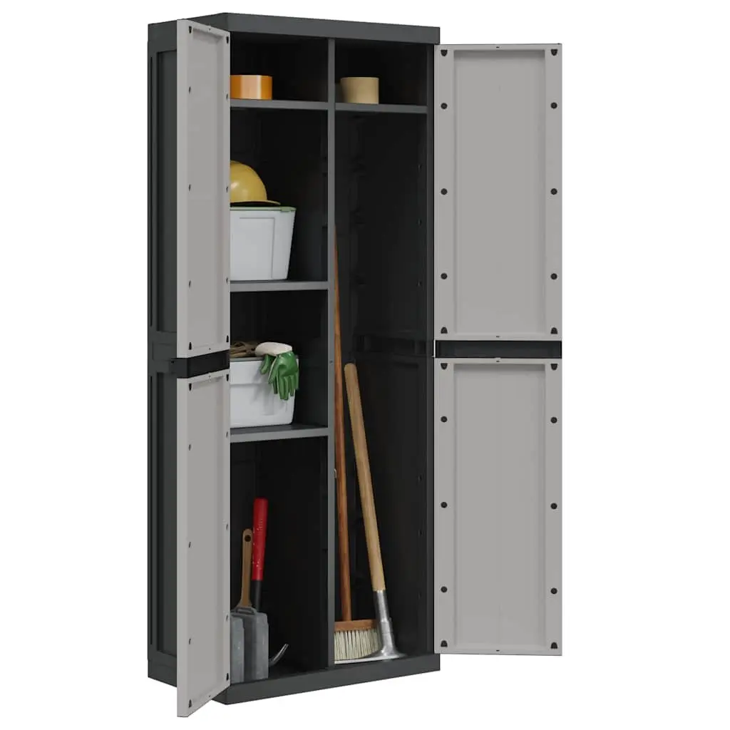 Outdoor Storage Cabinet Grey Black Garden Cupboard Lockable Adjustable Shelves