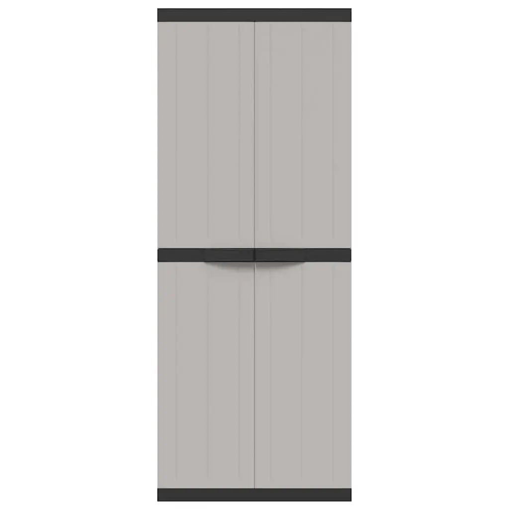 Lockable Outdoor Cabinet Grey Black 65x37x165cm Weather Resistant Garden Storage Unit