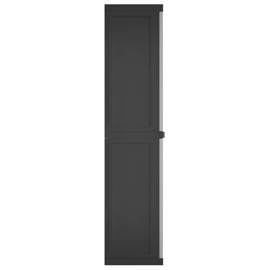 Lockable Outdoor Cabinet Grey Black 65x37x165cm Weather Resistant Garden Storage Unit