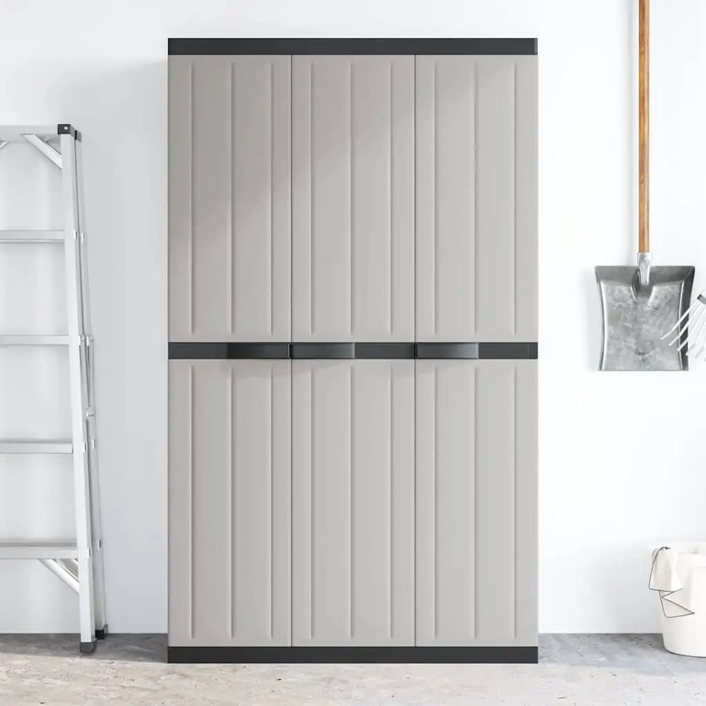 Outdoor Storage Cabinet Polypropylene 97L x 37W x 165H cm Grey Black Weather-Resistant