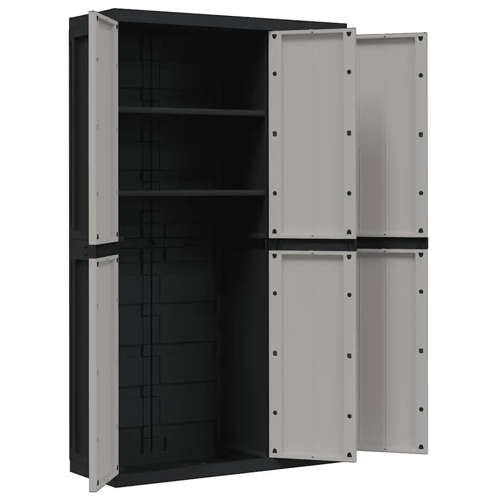 Outdoor Storage Cabinet Polypropylene 97L x 37W x 165H cm Grey Black Weather-Resistant