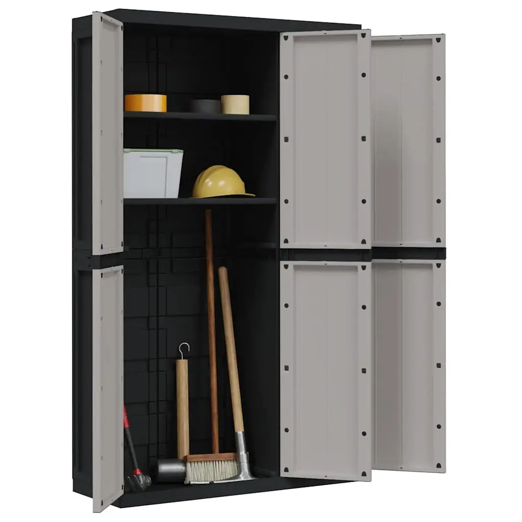 Outdoor Storage Cabinet Polypropylene 97L x 37W x 165H cm Grey Black Weather-Resistant