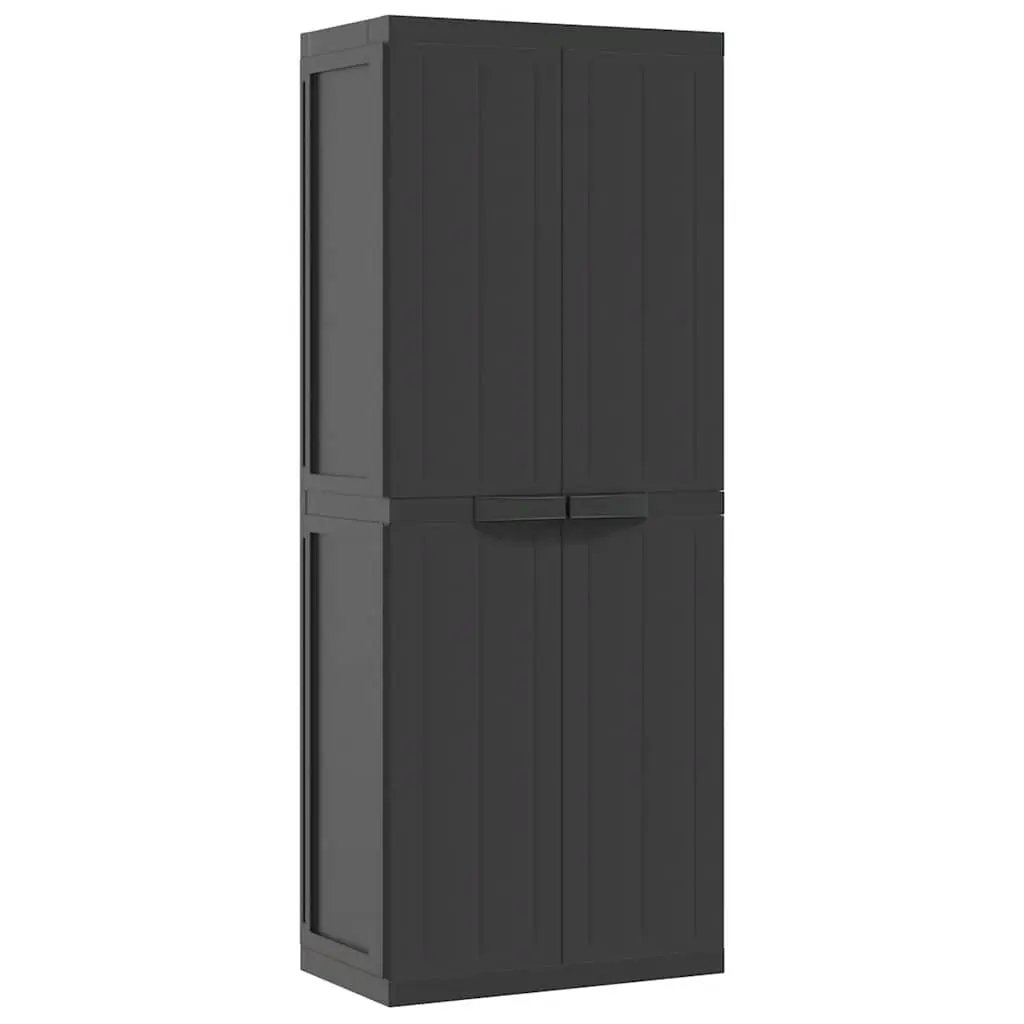 Outdoor Storage Cabinet Compact Weather Resistant 65x37x165cm Black Adjustable Shelf Lockable