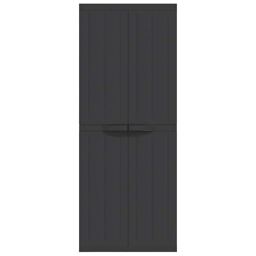 Outdoor Storage Cabinet Compact Weather Resistant 65x37x165cm Black Adjustable Shelf Lockable