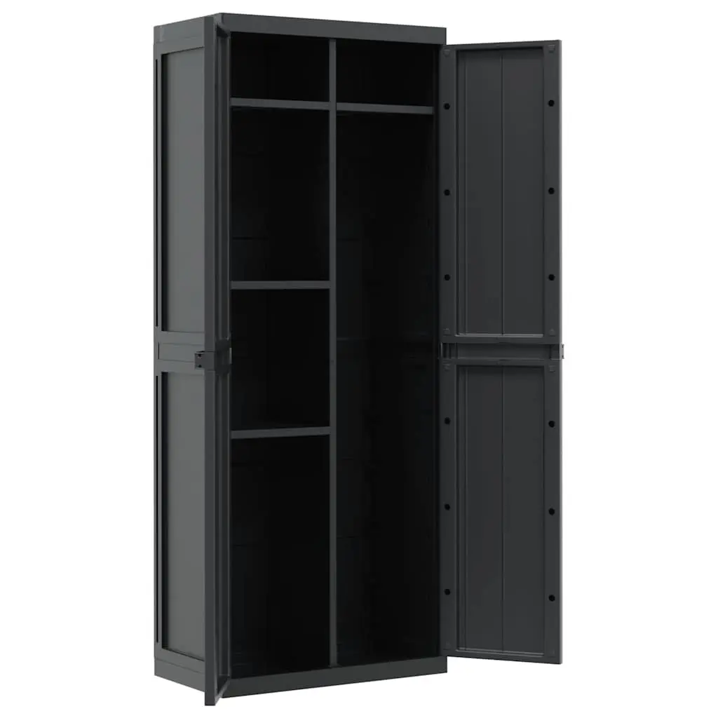 Outdoor Storage Cabinet Compact Weather Resistant 65x37x165cm Black Adjustable Shelf Lockable