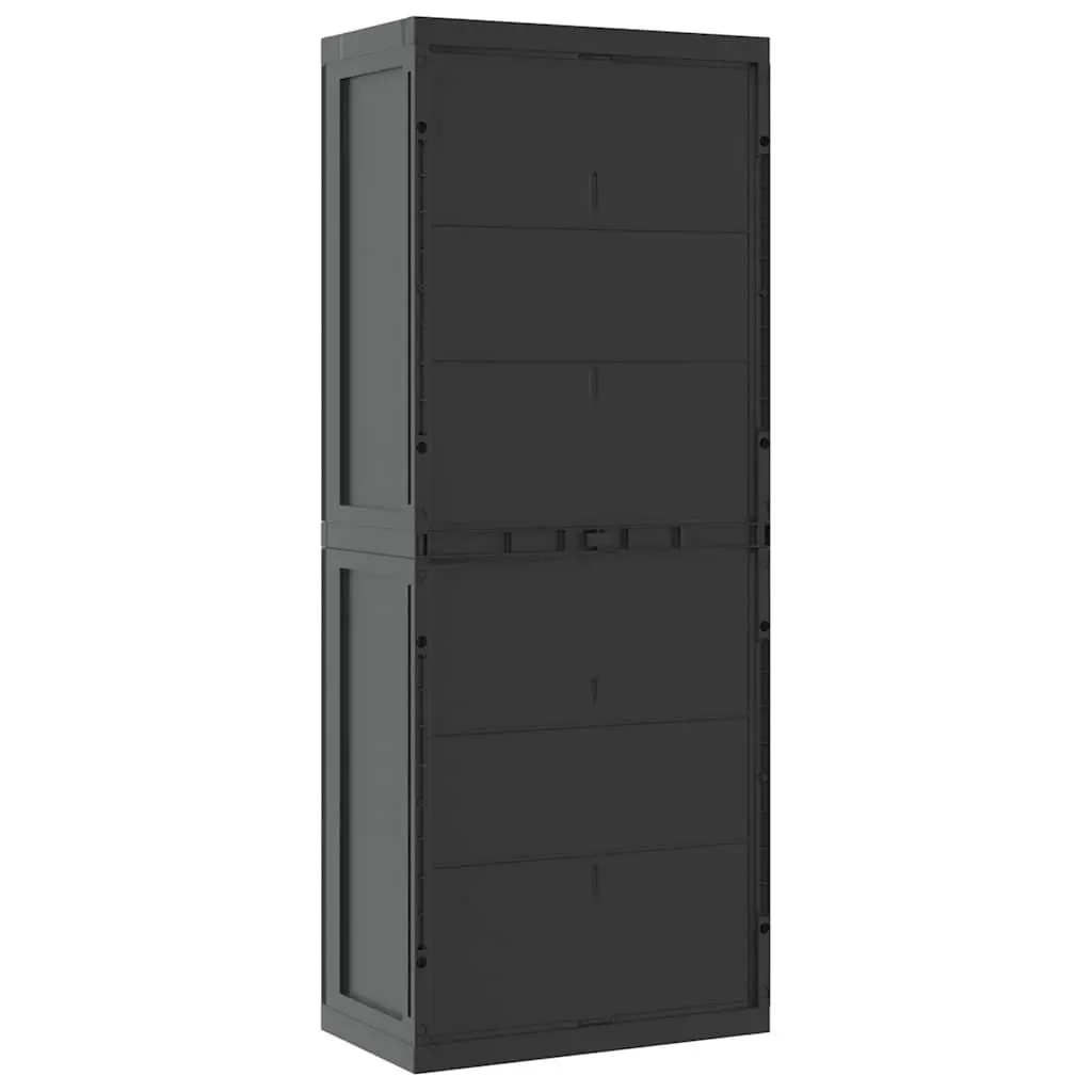 Outdoor Storage Cabinet Compact Weather Resistant 65x37x165cm Black Adjustable Shelf Lockable