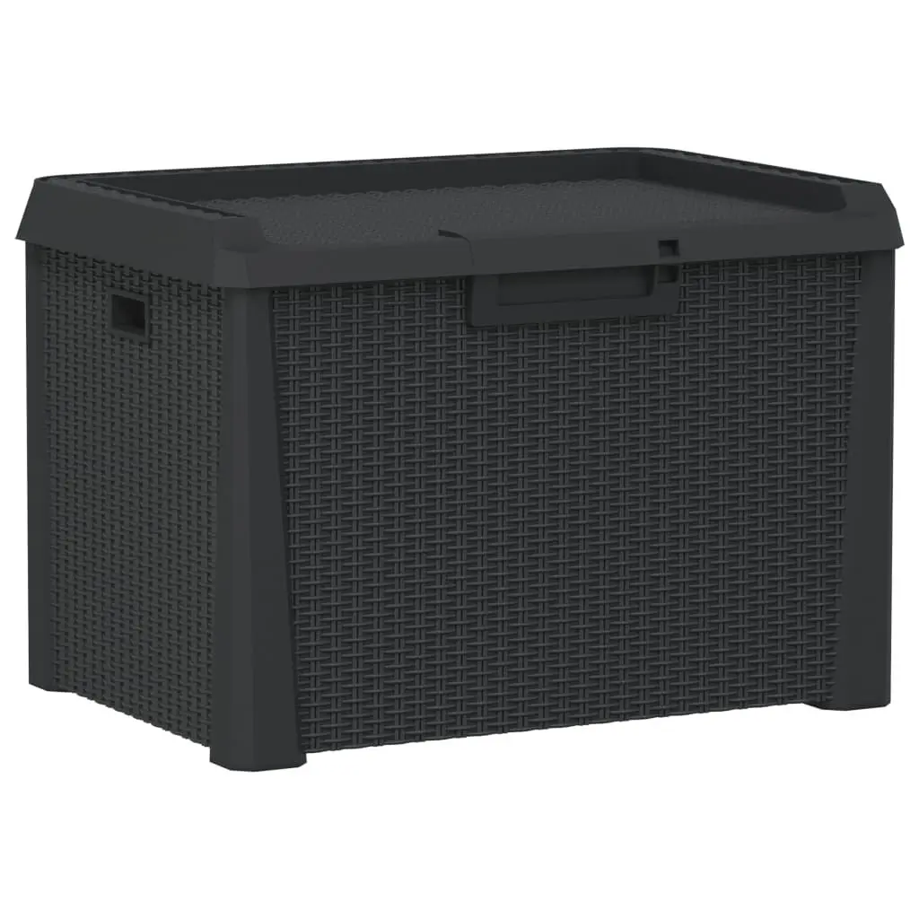 Garden Storage Box 125L Weather Resistant Polypropylene Anthracite Rattan Style