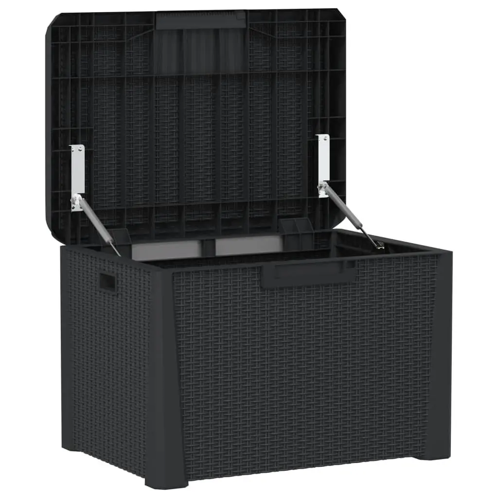 Garden Storage Box 125L Weather Resistant Polypropylene Anthracite Rattan Style