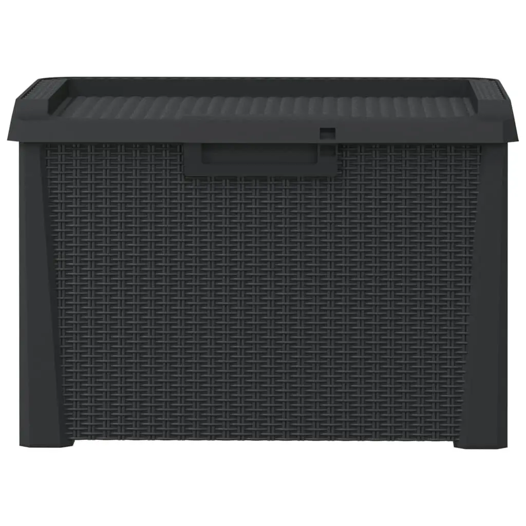 Garden Storage Box 125L Weather Resistant Polypropylene Anthracite Rattan Style