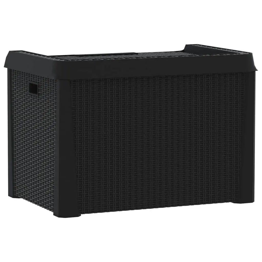 Garden Storage Box 125L Weather Resistant Polypropylene Anthracite Rattan Style