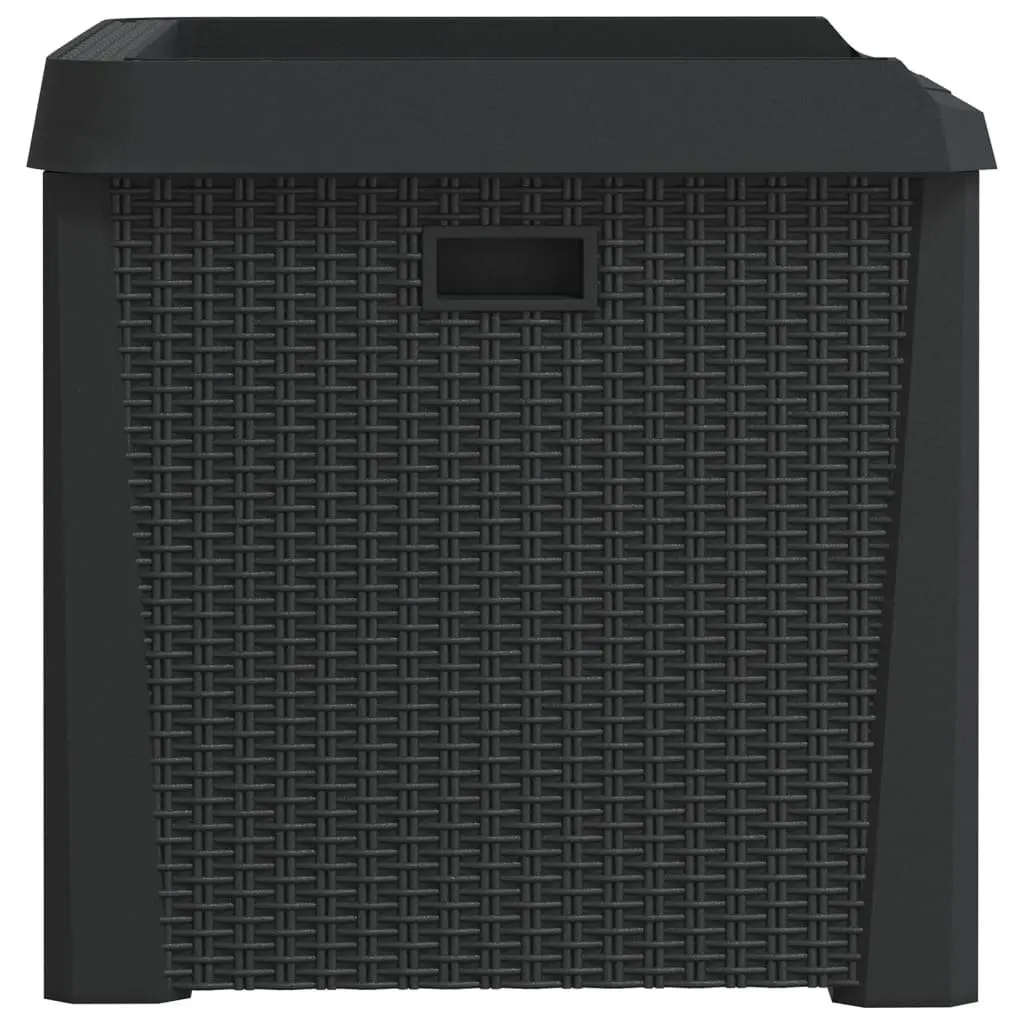 Garden Storage Box 125L Weather Resistant Polypropylene Anthracite Rattan Style