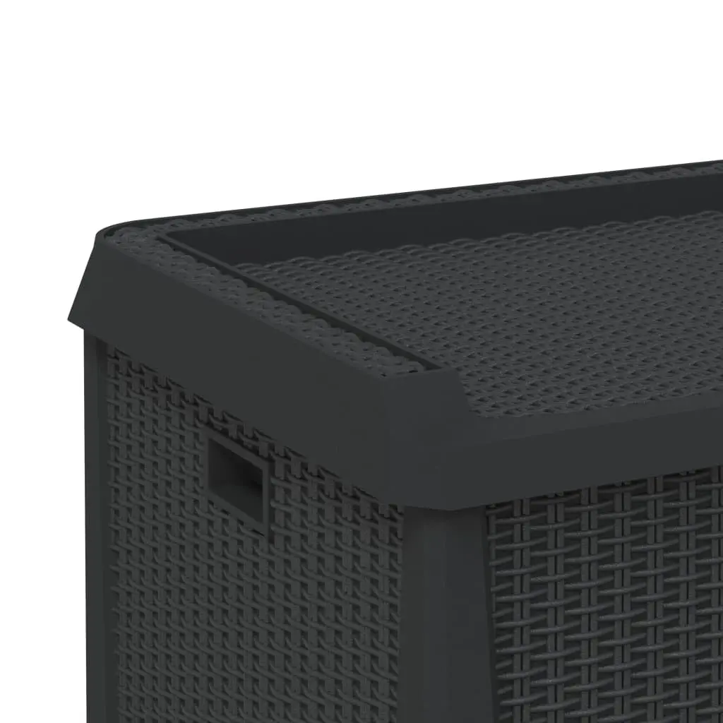 Garden Storage Box 125L Weather Resistant Polypropylene Anthracite Rattan Style