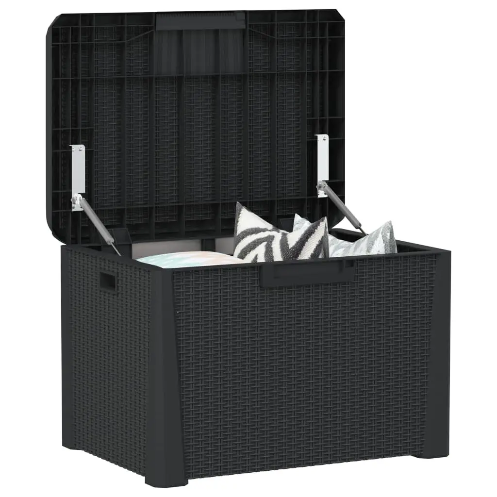 Garden Storage Box 125L Weather Resistant Polypropylene Anthracite Rattan Style