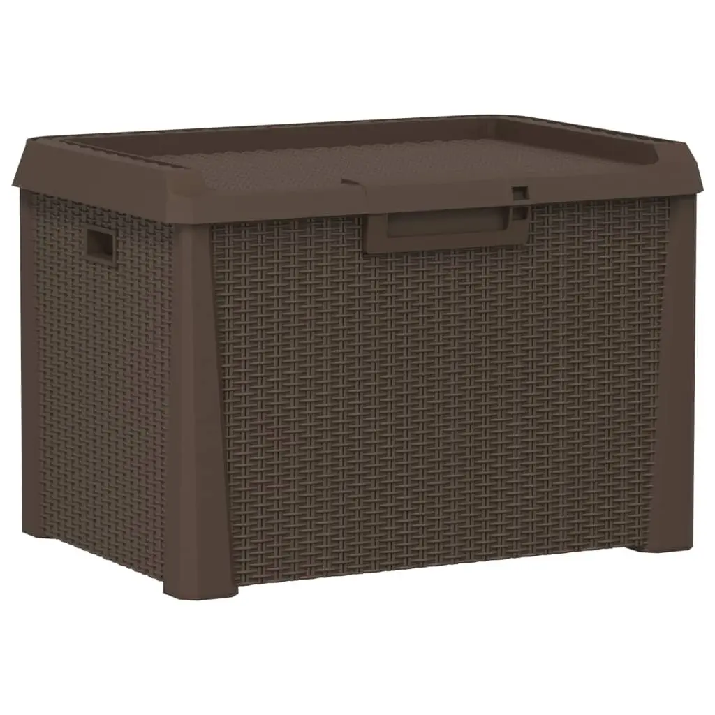 Garden Storage Box Brown 125L Outdoor Cushion Chest Rattan Look Patio Furniture