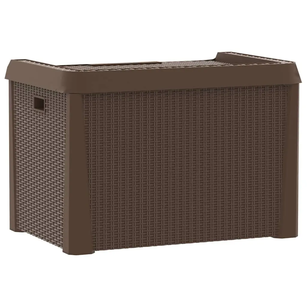 Garden Storage Box Brown 125L Outdoor Cushion Chest Rattan Look Patio Furniture