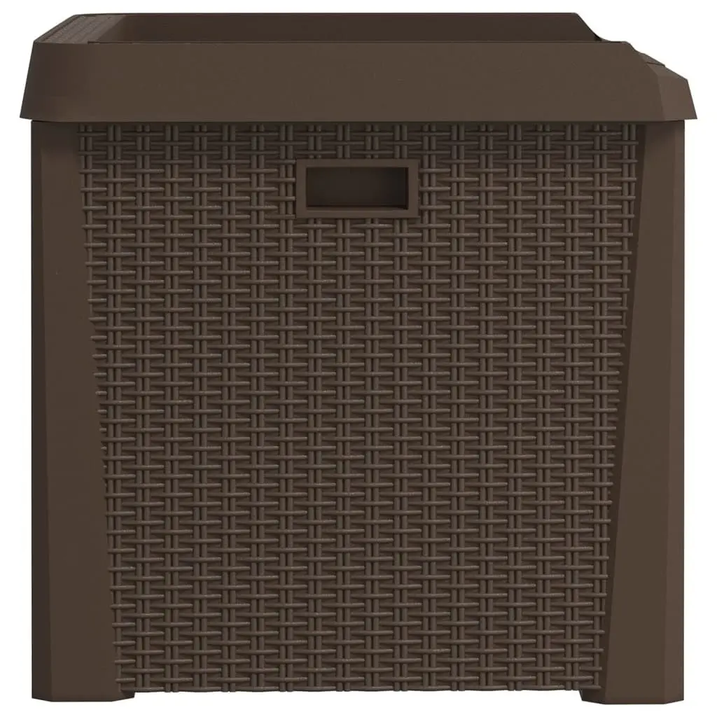 Garden Storage Box Brown 125L Outdoor Cushion Chest Rattan Look Patio Furniture