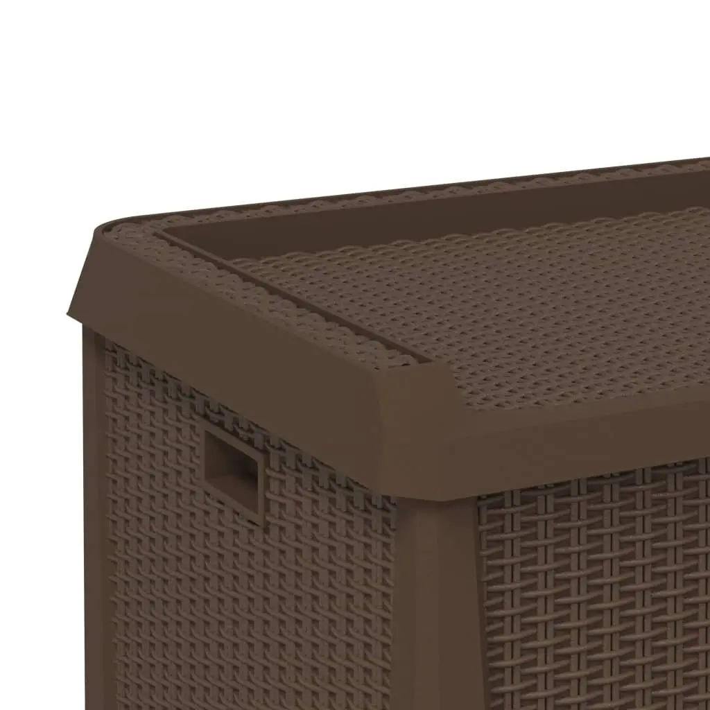 Garden Storage Box Brown 125L Outdoor Cushion Chest Rattan Look Patio Furniture