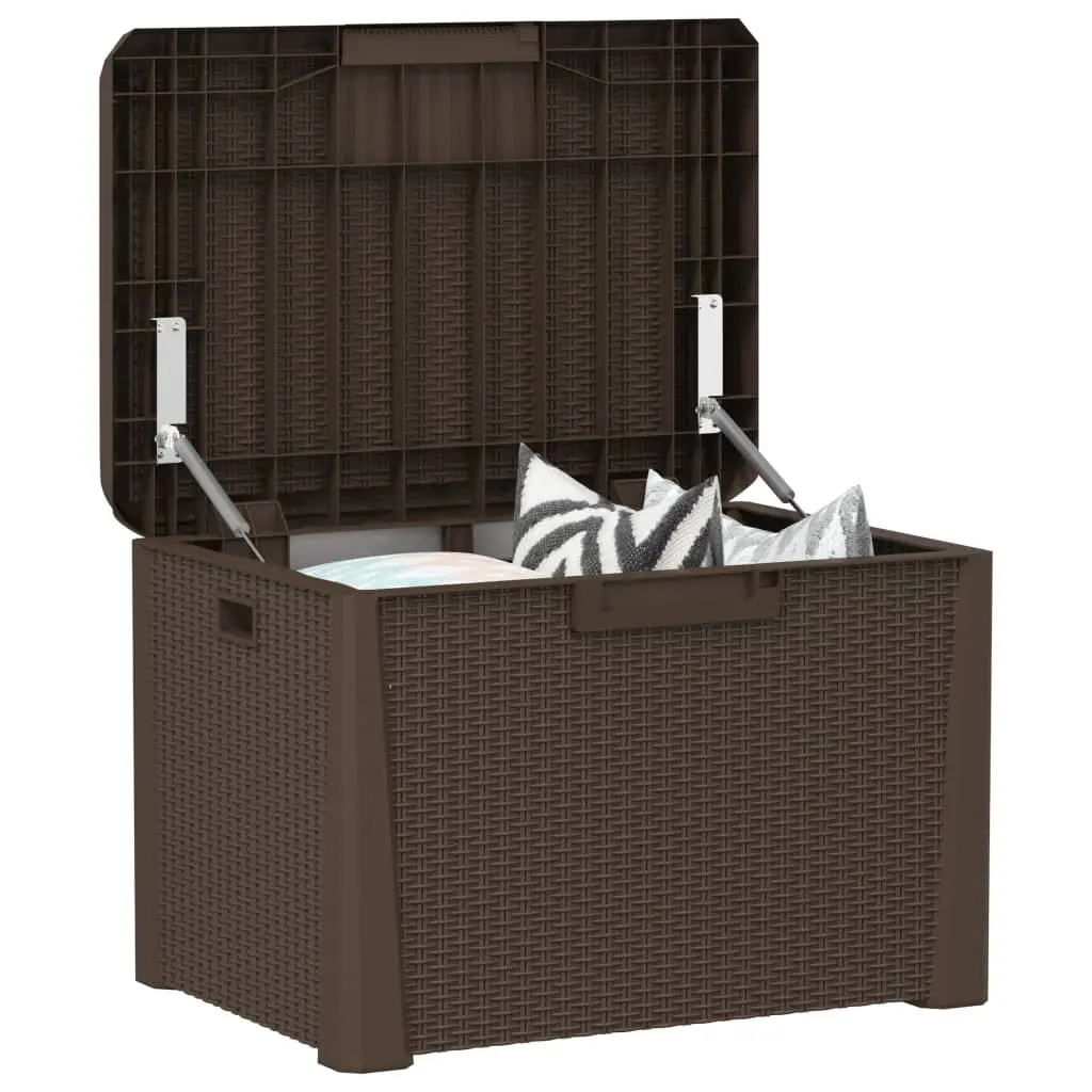 Garden Storage Box Brown 125L Outdoor Cushion Chest Rattan Look Patio Furniture