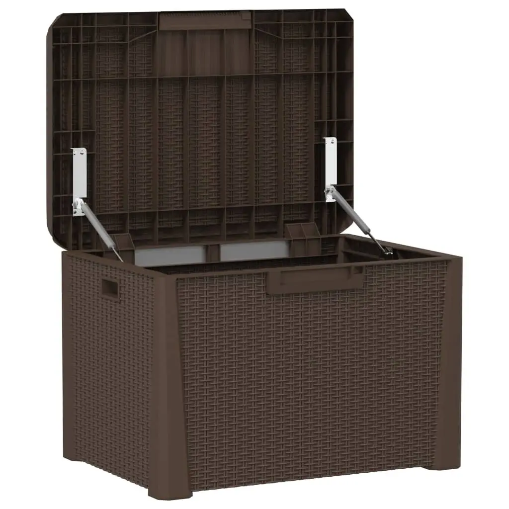Garden Storage Box Brown Rattan Look Outdoor 125L with Seat Cushion for Patio and Backyard