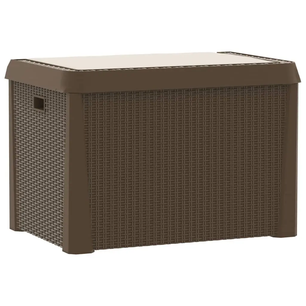 Garden Storage Box Brown Rattan Look Outdoor 125L with Seat Cushion for Patio and Backyard