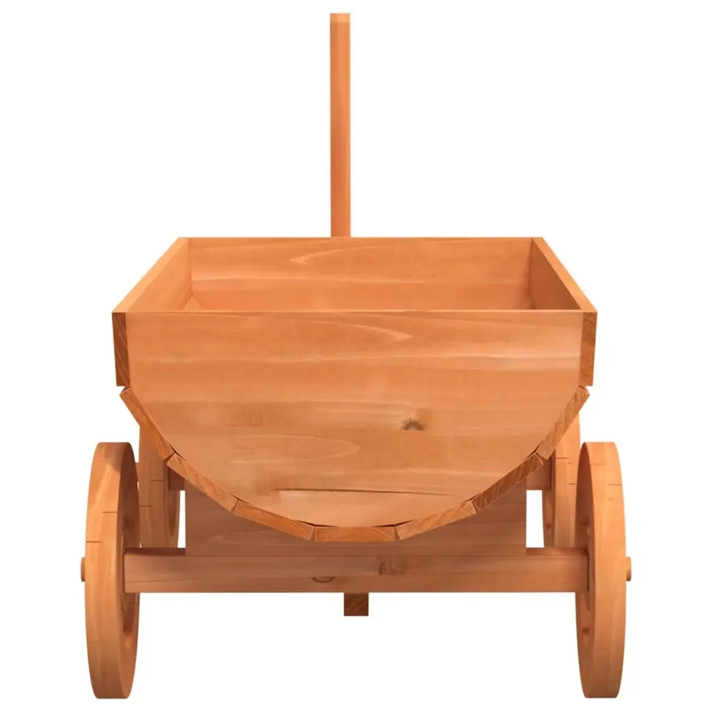 Decorative Garden Wagon Solid Fir Wood Planter Cart with Wheels Handle Brown 70L x 43W x 54H cm
