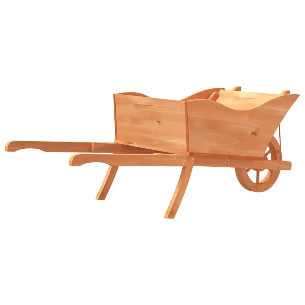 Garden Planter Wheelbarrow Solid Fir Wood Brown 128x45.5x43cm with Drainage Holes and Handles for Easy Mobility