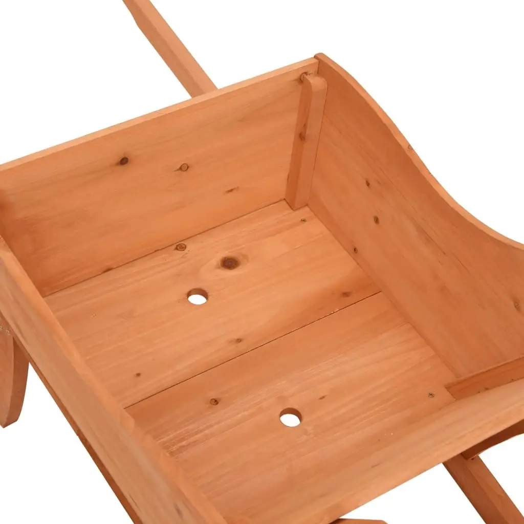 Garden Planter Wheelbarrow Solid Fir Wood Brown 128x45.5x43cm with Drainage Holes and Handles for Easy Mobility
