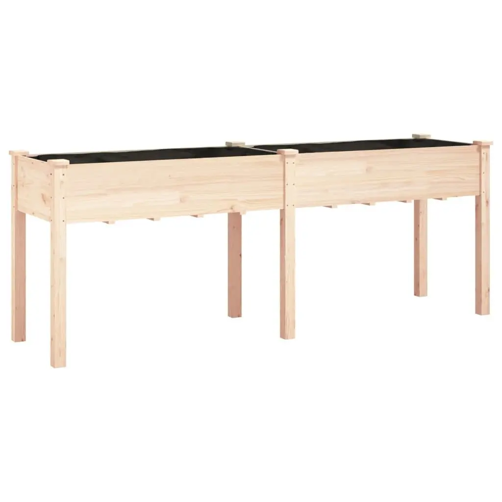 Raised Bed Planter Fir Wood Brown 203x53x76cm with Integrated Liner for Garden Balcony or Patio