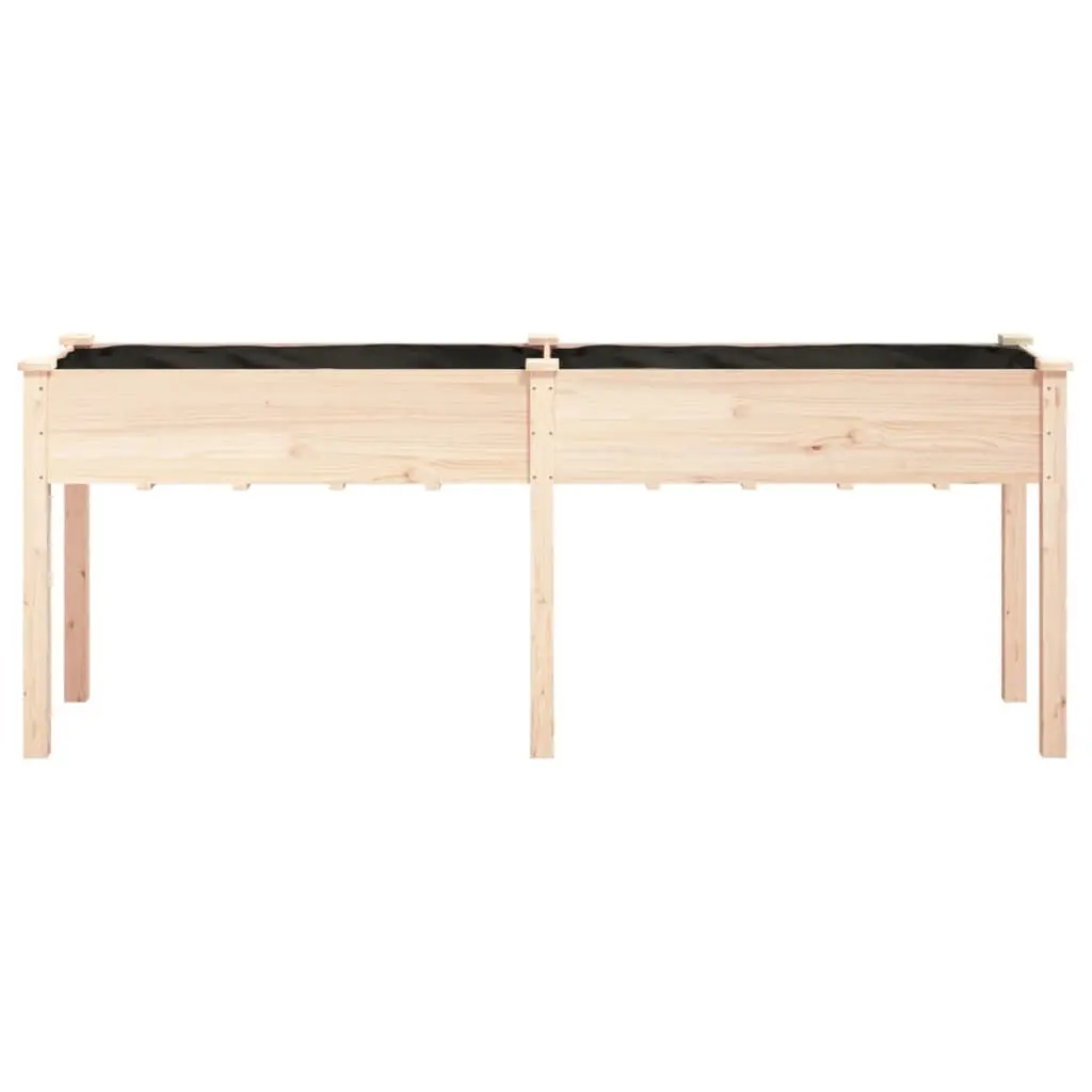 Raised Bed Planter Fir Wood Brown 203x53x76cm with Integrated Liner for Garden Balcony or Patio