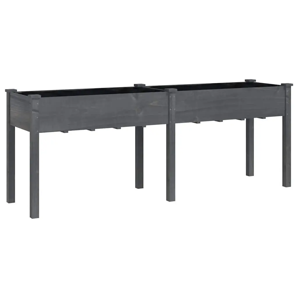 Wooden Planter Box with Liner Grey Garden Flower Pot Raised Bed Outdoor Balcony