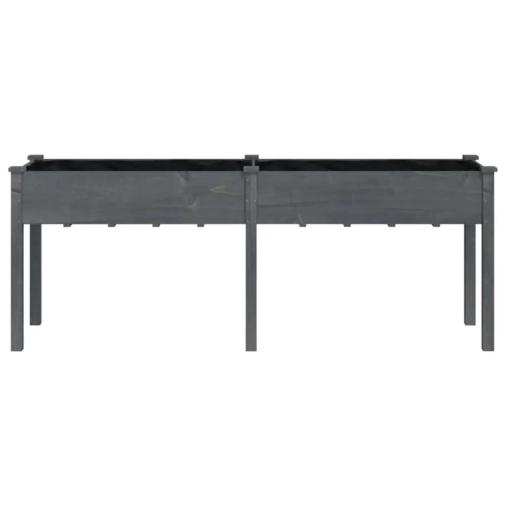 Wooden Planter Box with Liner Grey Garden Flower Pot Raised Bed Outdoor Balcony