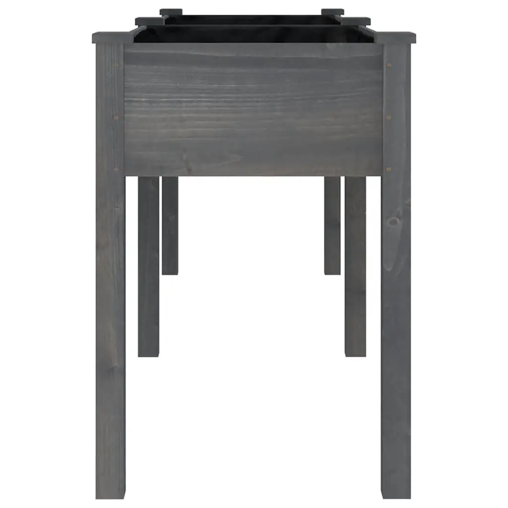 Wooden Planter Box with Liner Grey Garden Flower Pot Raised Bed Outdoor Balcony