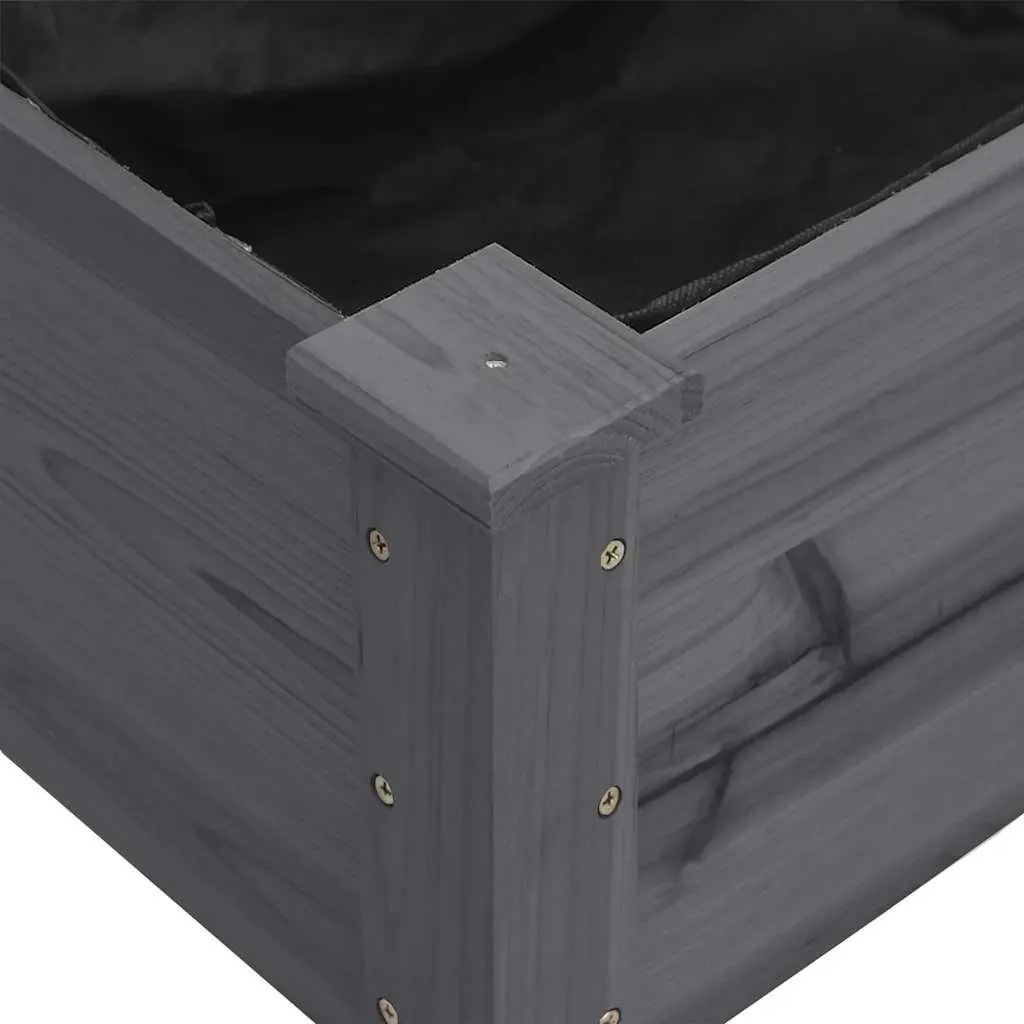 Wooden Planter Box with Liner Grey Garden Flower Pot Raised Bed Outdoor Balcony