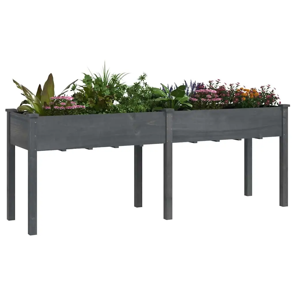 Wooden Planter Box with Liner Grey Garden Flower Pot Raised Bed Outdoor Balcony