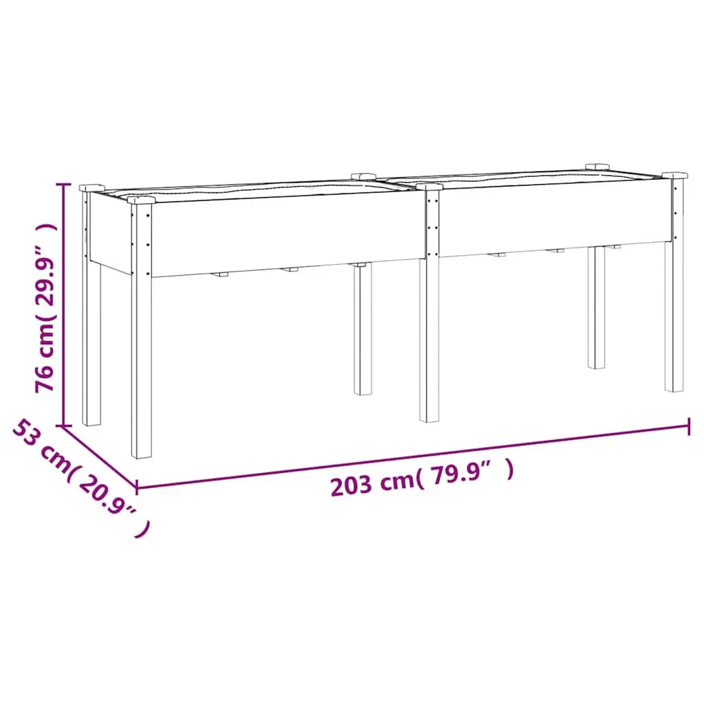 Wooden Planter Box with Liner Grey Garden Flower Pot Raised Bed Outdoor Balcony