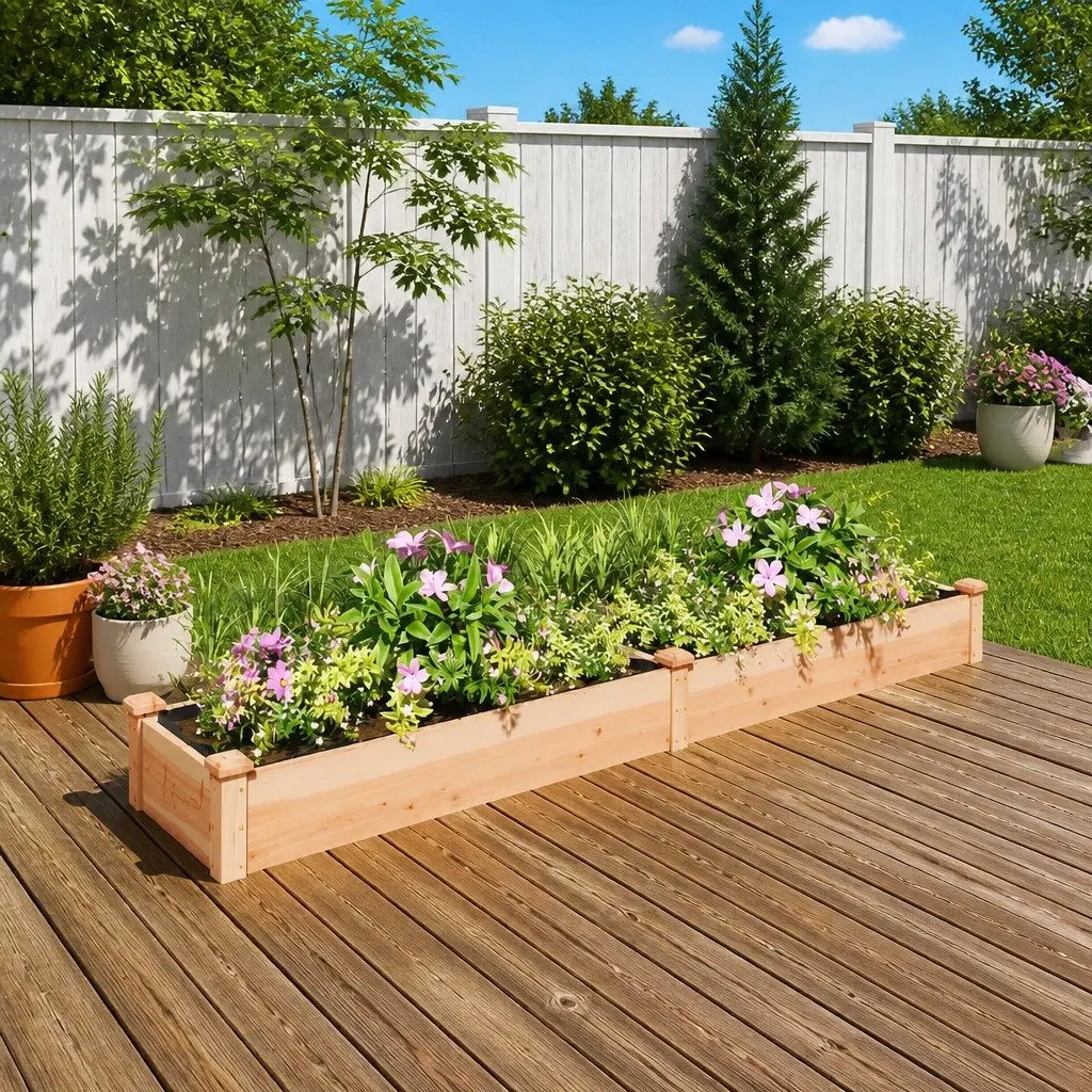 Solid Wood Garden Raised Bed 240x45x25 cm Brown Fir Planter Box