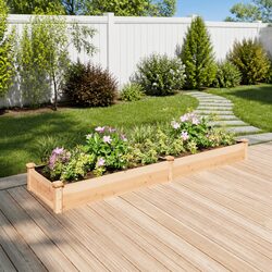Solid Wood Garden Raised Bed with Liner 240x60x25cm Outdoor Vegetable Planter