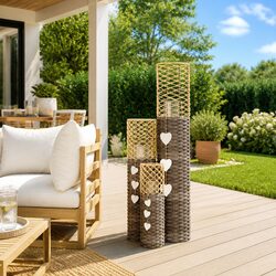 Versatile Grey Wicker Candle Holders for Home Décor