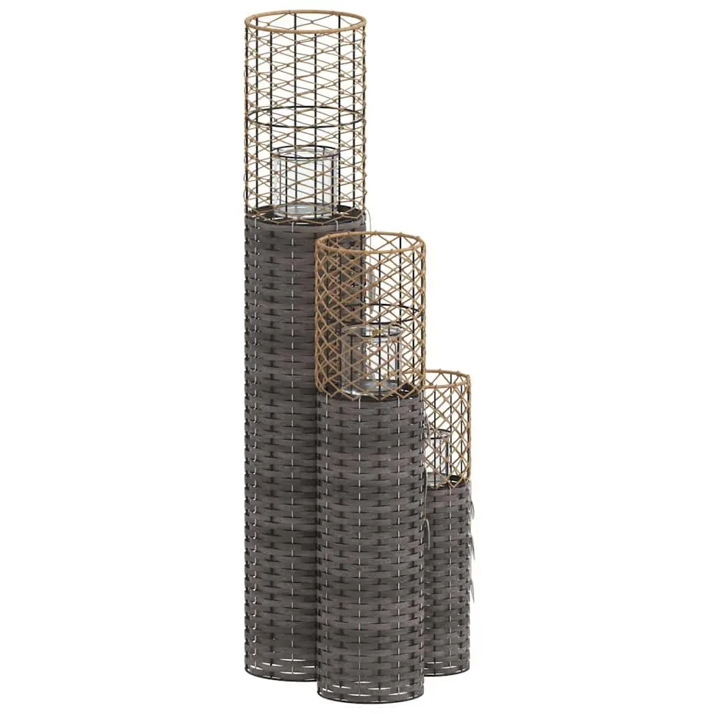 Grey Wicker Candle Holders for Home Décor