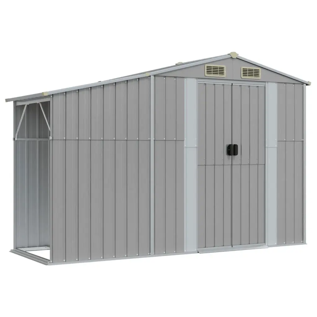 Garden Shed Galvanised Steel Grey 277x93x179cm Outdoor Storage Structure