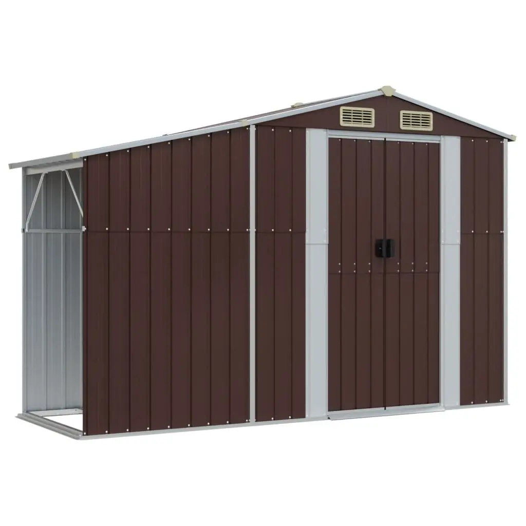 Garden Shed Galvanised Steel Outdoor Storage Tool House Brown 277cm x 93cm x 179cm