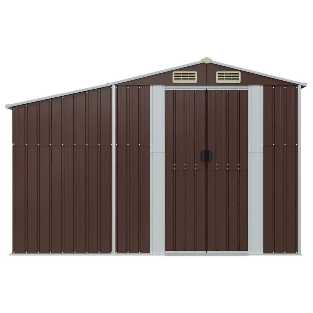 Garden Shed Galvanised Steel Outdoor Storage Tool House Brown 277cm x 93cm x 179cm