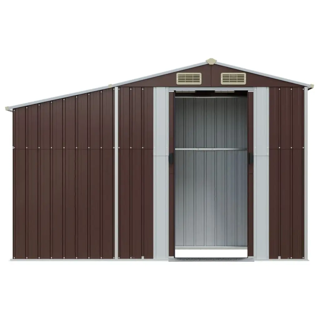 Garden Shed Galvanised Steel Outdoor Storage Tool House Brown 277cm x 93cm x 179cm