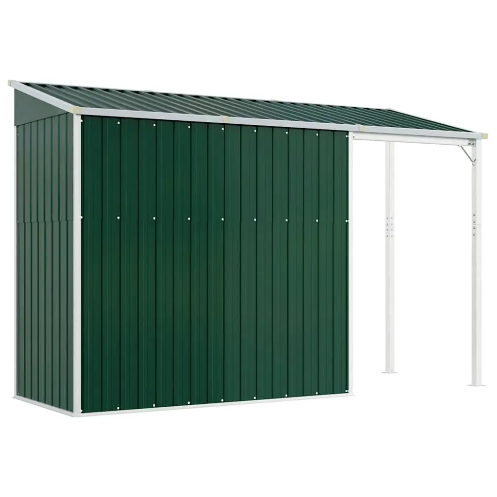 Garden Shed Galvanised Steel 277x107x181cm Green Extended Roof Storage Outdoor Tool House