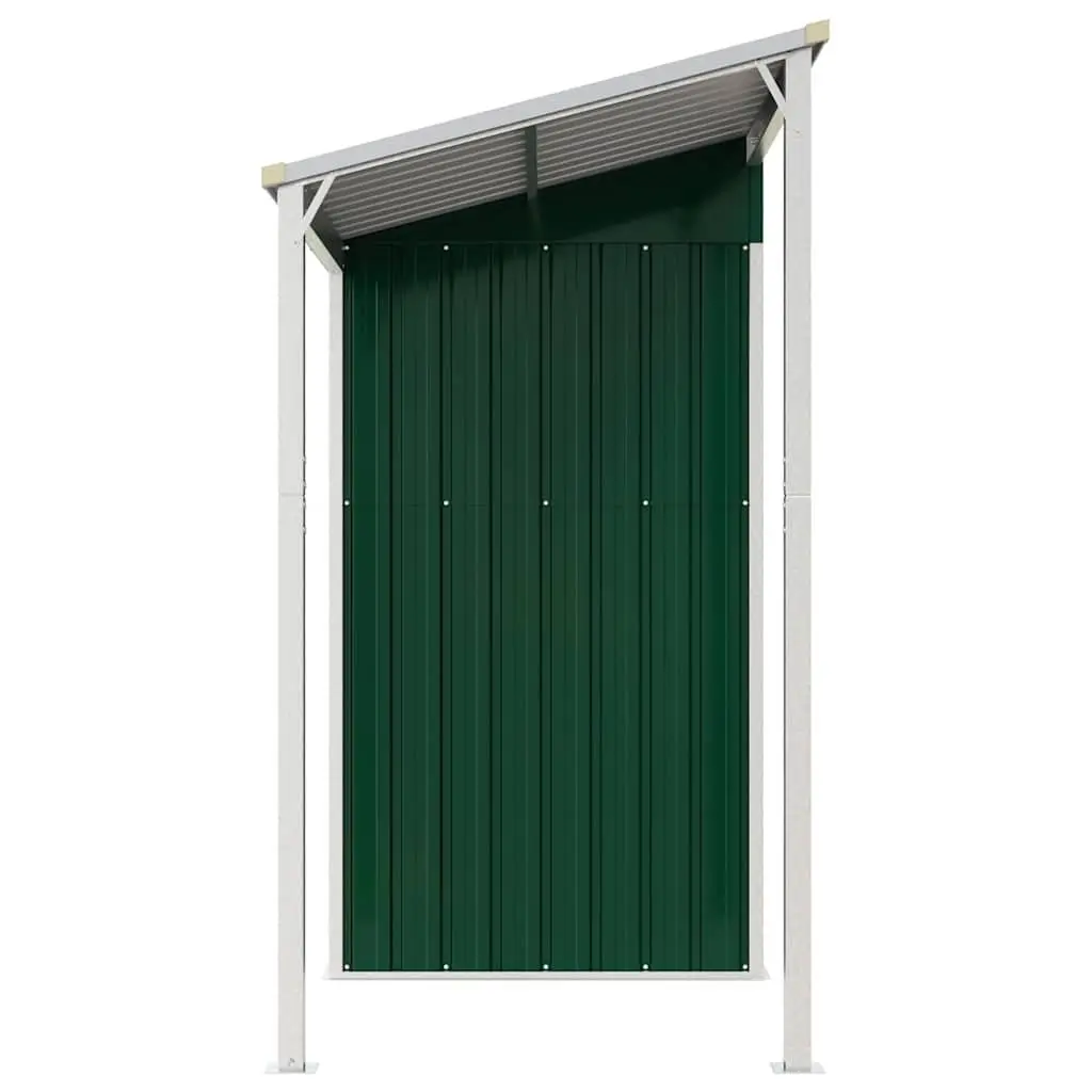 Garden Shed Galvanised Steel 277x107x181cm Green Extended Roof Storage Outdoor Tool House