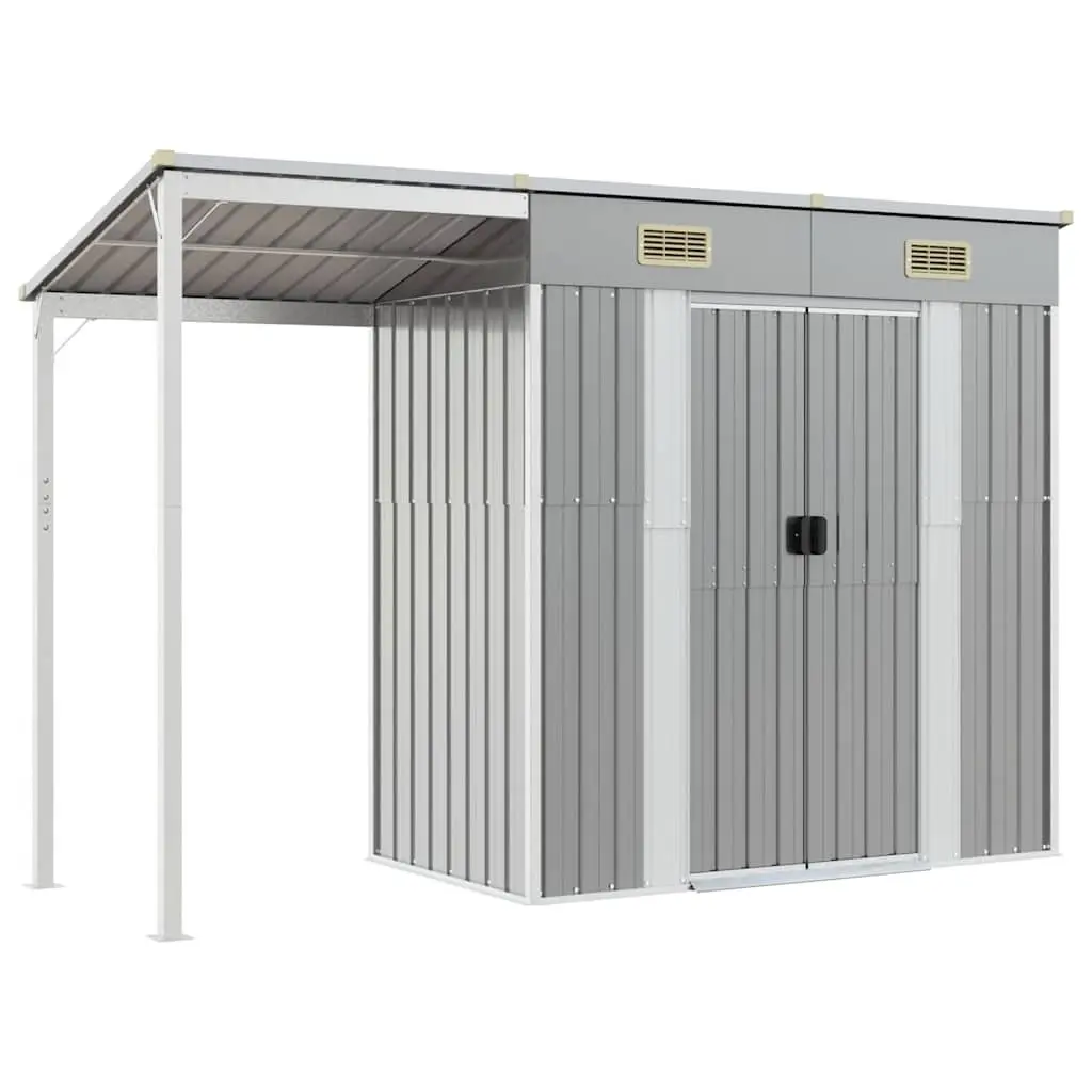 Garden Shed Galvanised Steel Extended Roof Grey 277x107x181cm