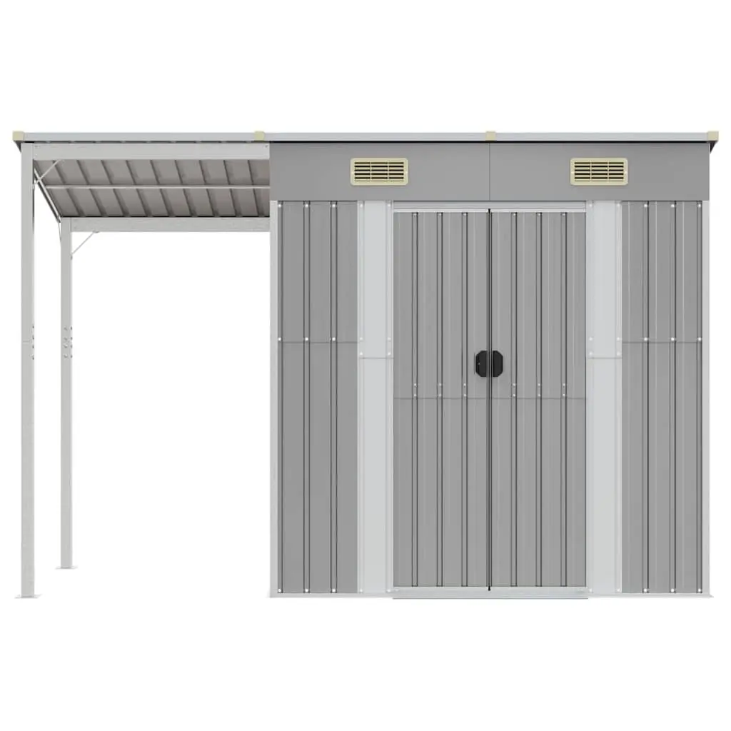 Garden Shed Galvanised Steel Extended Roof Grey 277x107x181cm