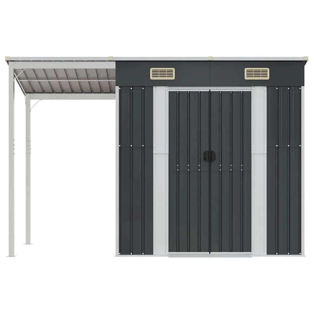 Garden Shed Galvanised Steel 277x107x181cm Anthracite Extended Roof
